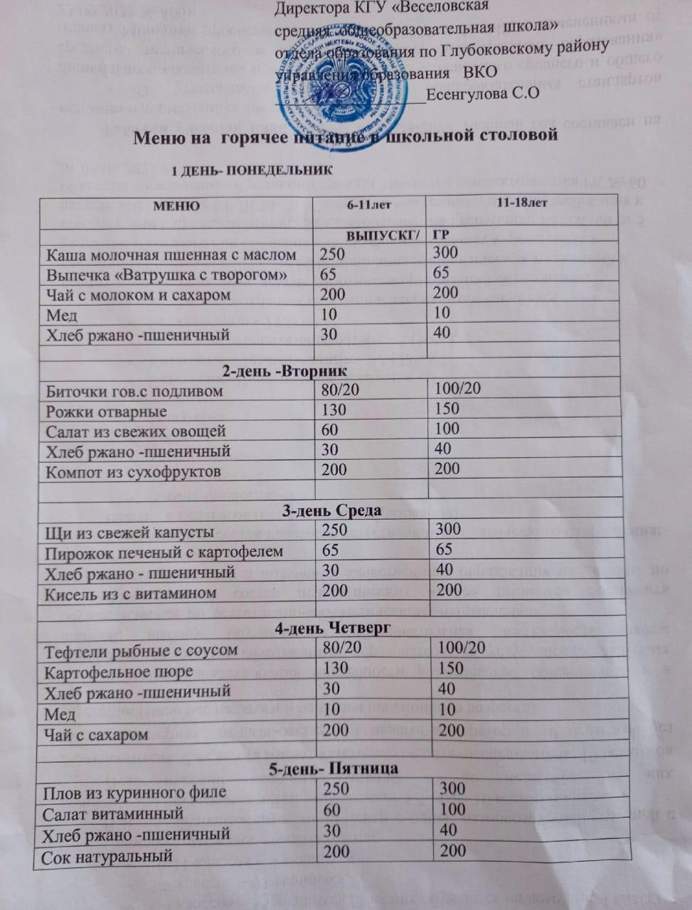 Проверка организации горячего питания в школьной столовой